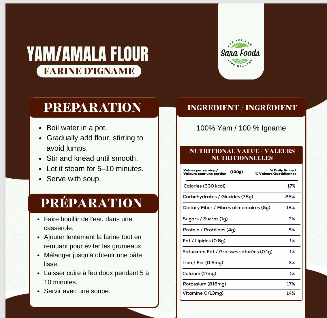 Farine d'igname/amala de qualité supérieure – Goût et qualité authentiques