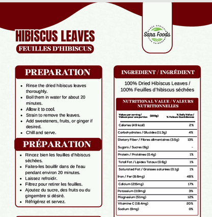 Feuilles d'Habiscus / Zobo 500 g