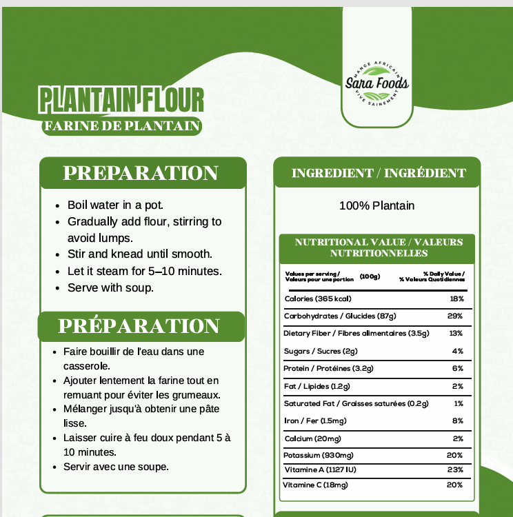 Farine de plantain de qualité supérieure 1 kg